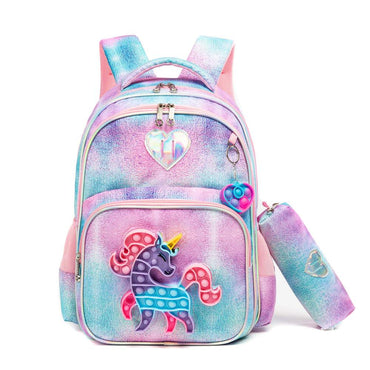 (NET) Unicorn Backpack Glitter Sequin Bookbag With Lunch Box Set Of 3 Pcs