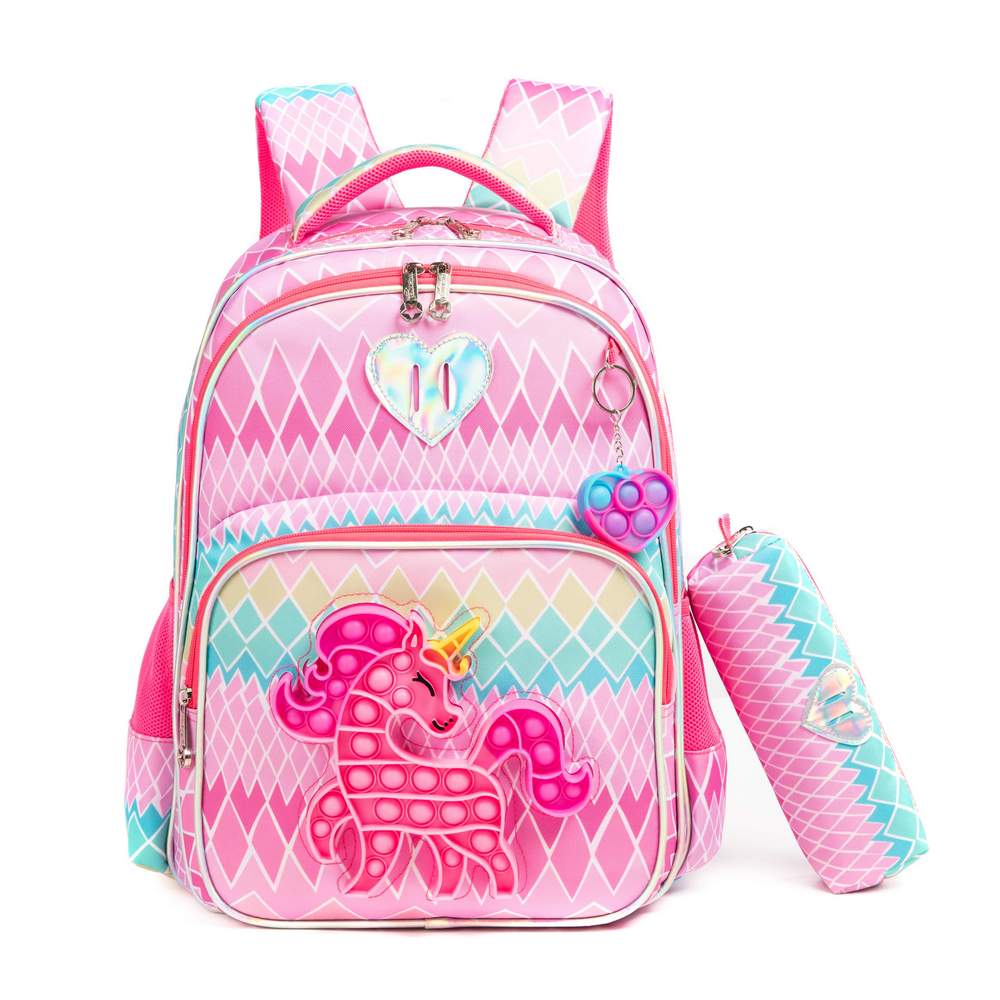 (NET) Pop Unicorn Printed School Backpack With Insulated Lunch Box And Pencil Case Set Of 3 Pcs