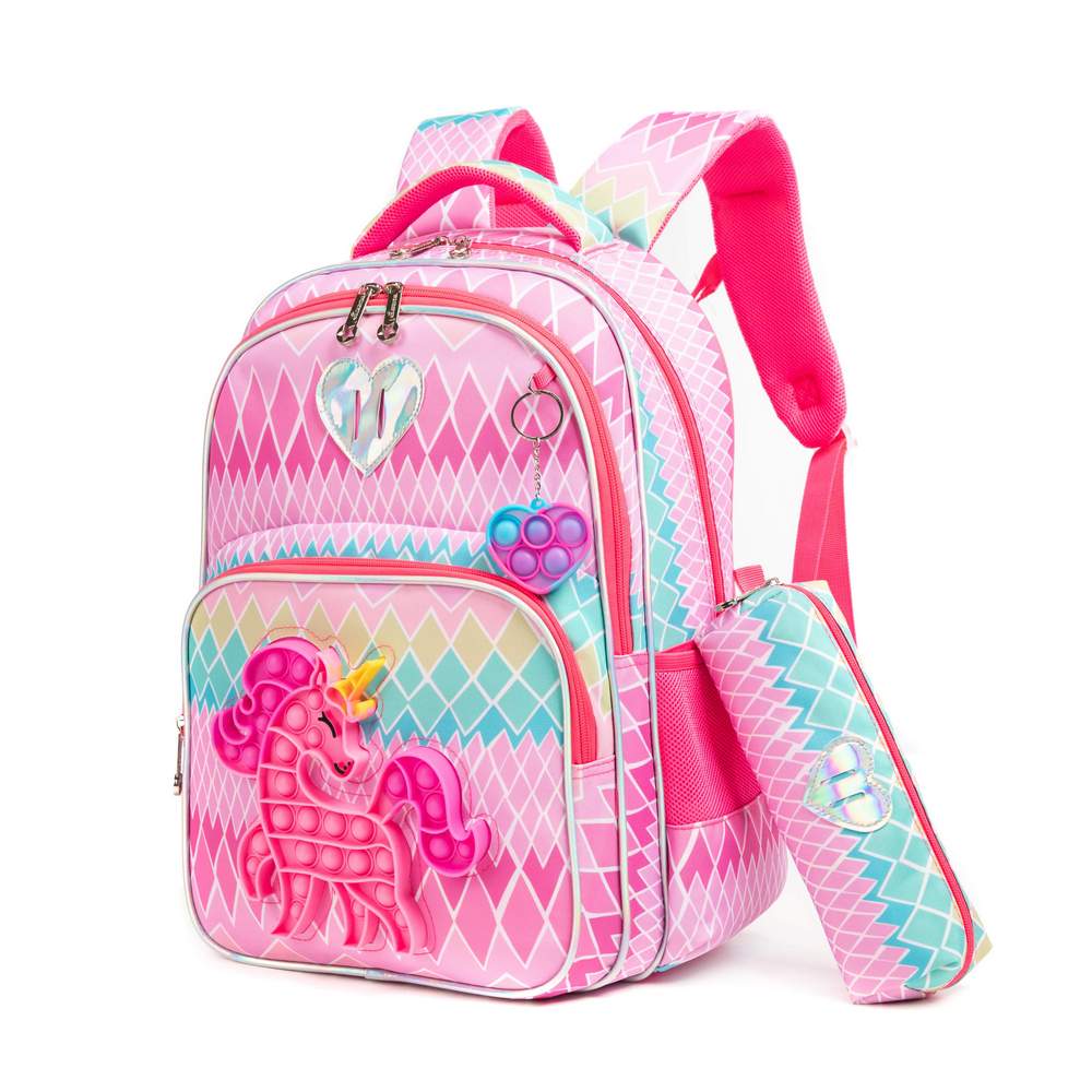 (NET) Pop Unicorn Printed School Backpack With Insulated Lunch Box And Pencil Case Set Of 3 Pcs