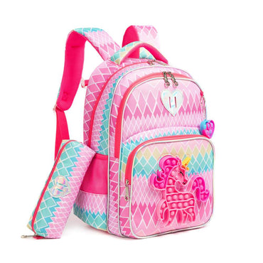 (NET) Pop Unicorn Printed School Backpack With Insulated Lunch Box And Pencil Case Set Of 3 Pcs