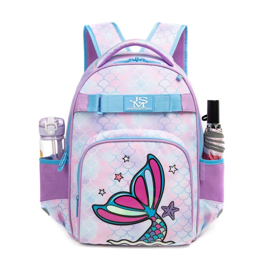 (NET) School Bag with Lunch Bag and Pencil Case Mermaid Set Of 3  Pcs