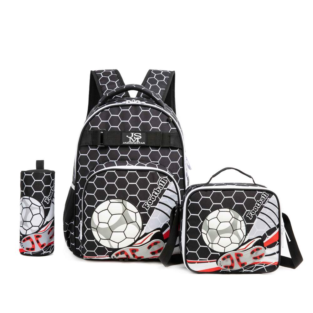 (NET) Football School Bag With Lunch Bag And Pencil Case  Set Of 3 Pcs