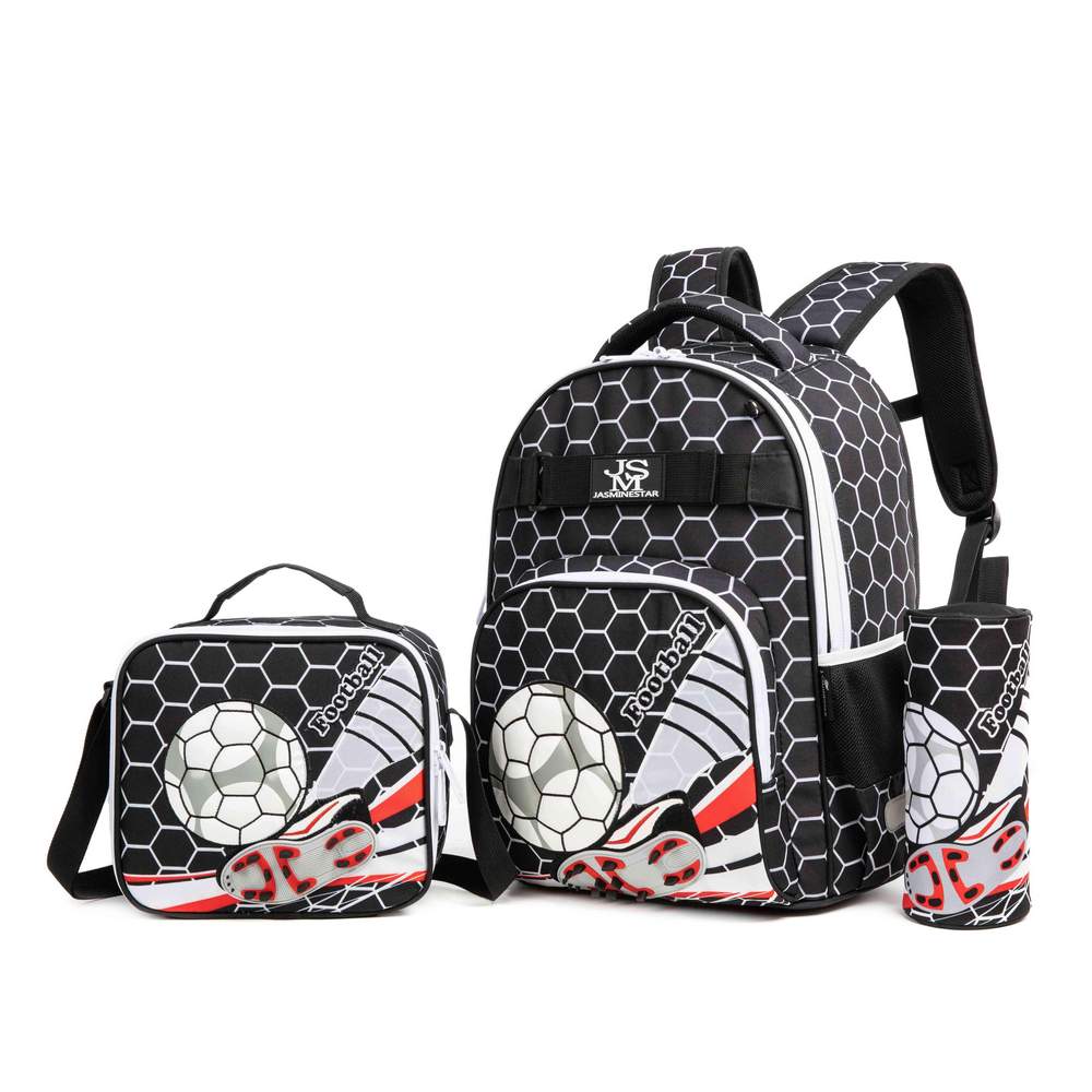 (NET) Football School Bag With Lunch Bag And Pencil Case  Set Of 3 Pcs