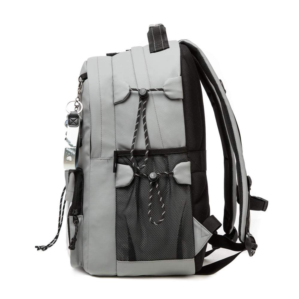 (NET) Grey Backpack with Lunch Box & Pencil Bag Set Of 3 Pcs