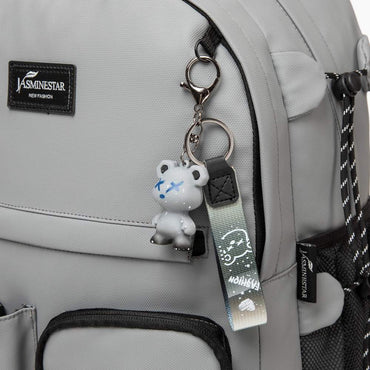 (NET) Grey Backpack with Lunch Box & Pencil Bag Set Of 3 Pcs