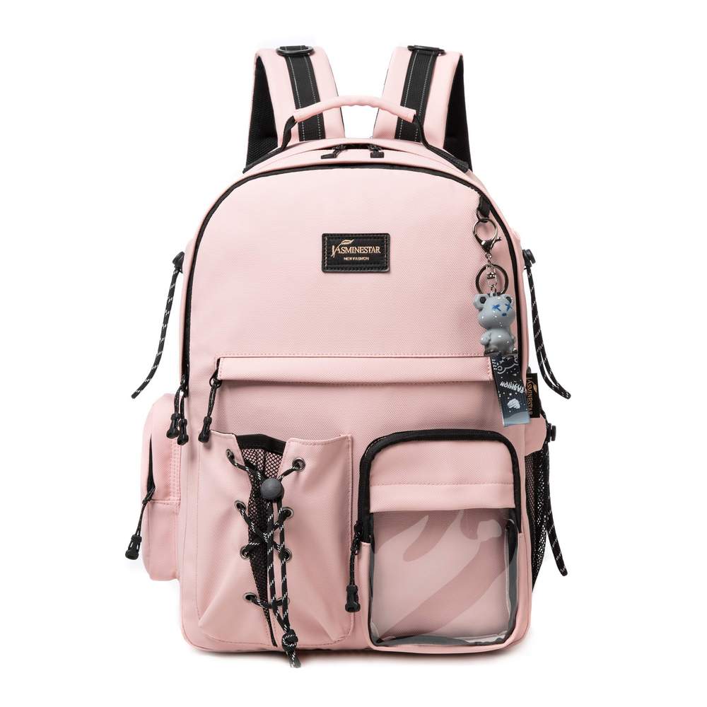 (NET) Pink Backpack With Lunch Box & Pencil Bag Set Of 3 Pcs