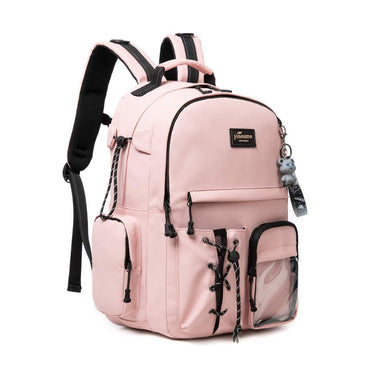 (NET) Pink Backpack With Lunch Box & Pencil Bag Set Of 3 Pcs