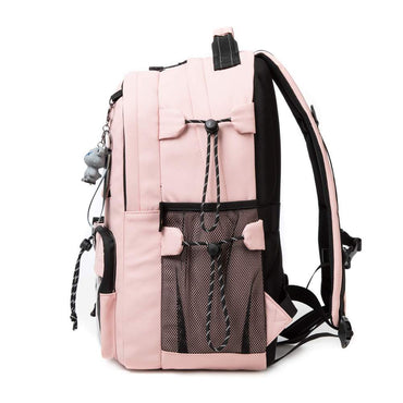 (NET) Pink Backpack With Lunch Box & Pencil Bag Set Of 3 Pcs