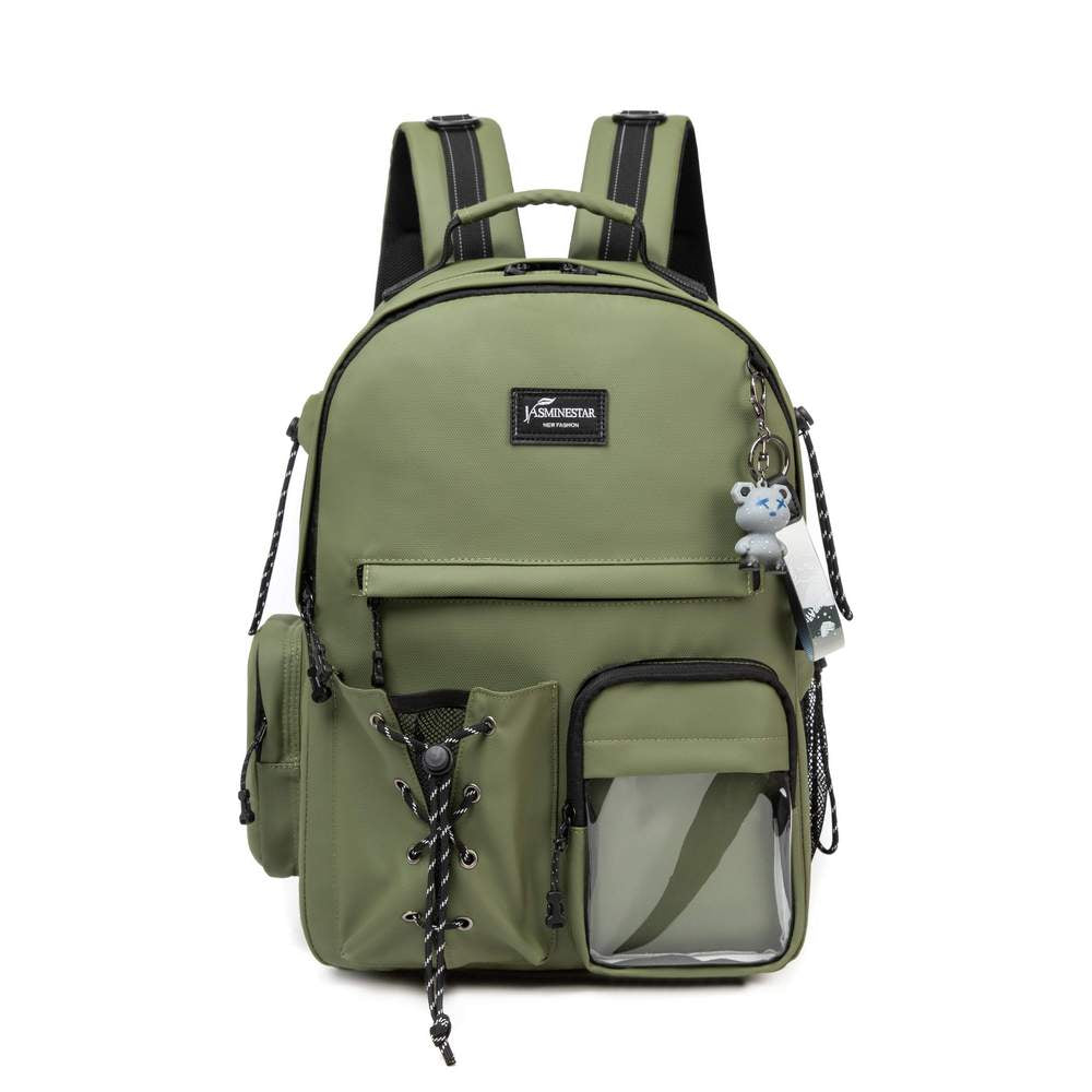 (NET) Olive Backpack with Lunch Box & Pencil Bag Set Of 3 Pcs