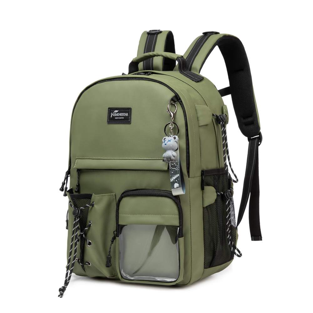 (NET) Olive Backpack with Lunch Box & Pencil Bag Set Of 3 Pcs