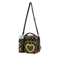 (NET) Heart Shaped Lunch Bag With Bottle Holder Crossbody Lunch Box With 3 Compartments