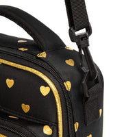 (NET) Heart Shaped Lunch Bag With Bottle Holder Crossbody Lunch Box With 3 Compartments