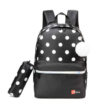 (NET) Backpack Travel School Shoulder Bag Dot Printing Teenage Girl's Bags  Set Of 2 Pcs