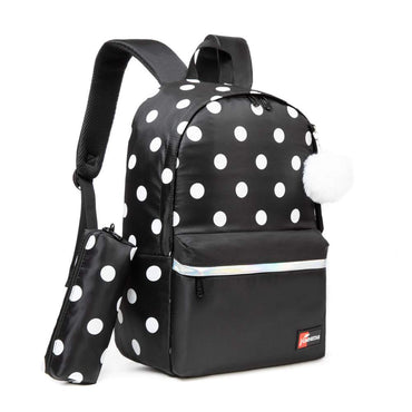 (NET) Backpack Travel School Shoulder Bag Dot Printing Teenage Girl's Bags  Set Of 2 Pcs