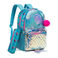 (NET) Mermaid Glitter Backpack With lunch Box Set Of 3 Pcs