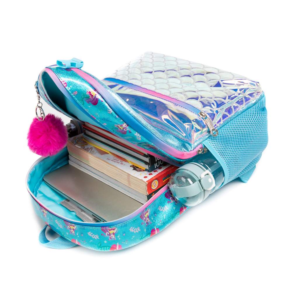 (NET) Mermaid Glitter Backpack With lunch Box Set Of 3 Pcs