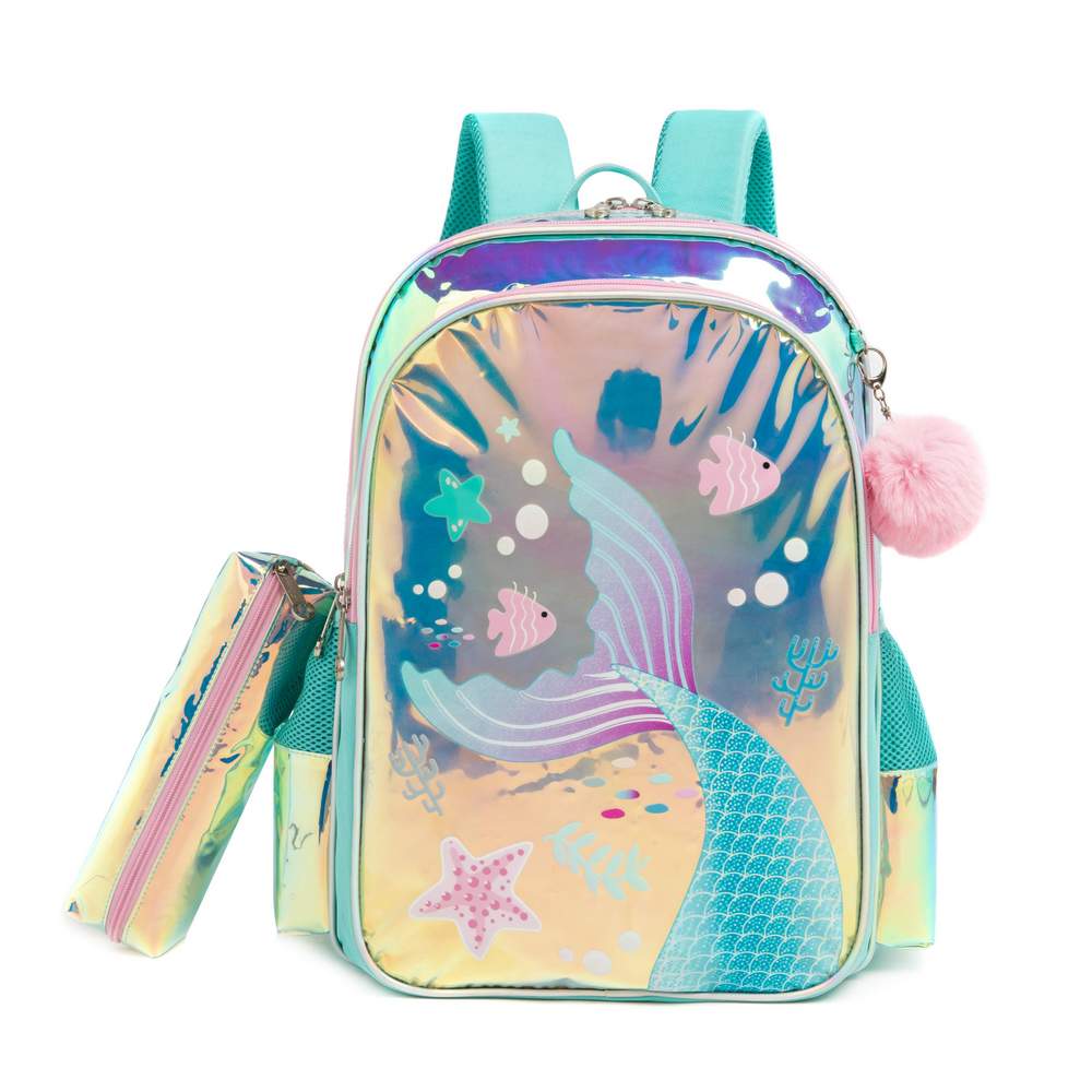 (NET)Mermaid Children's Trolley Backpack School Bag