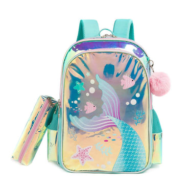 (NET)Mermaid Children's Trolley Backpack School Bag