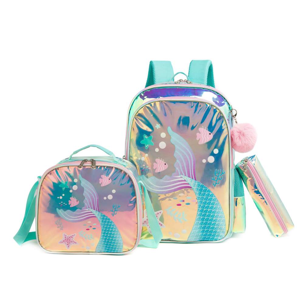 (NET)Mermaid Children's Trolley Backpack School Bag