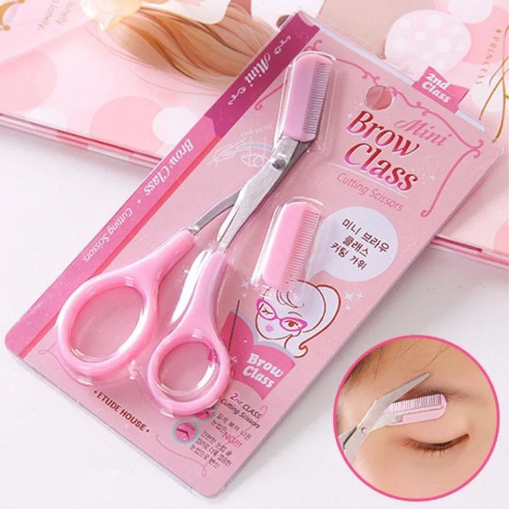 (NET) Stainless steel women's eyebrow scissors with eyebrow comb / 685853