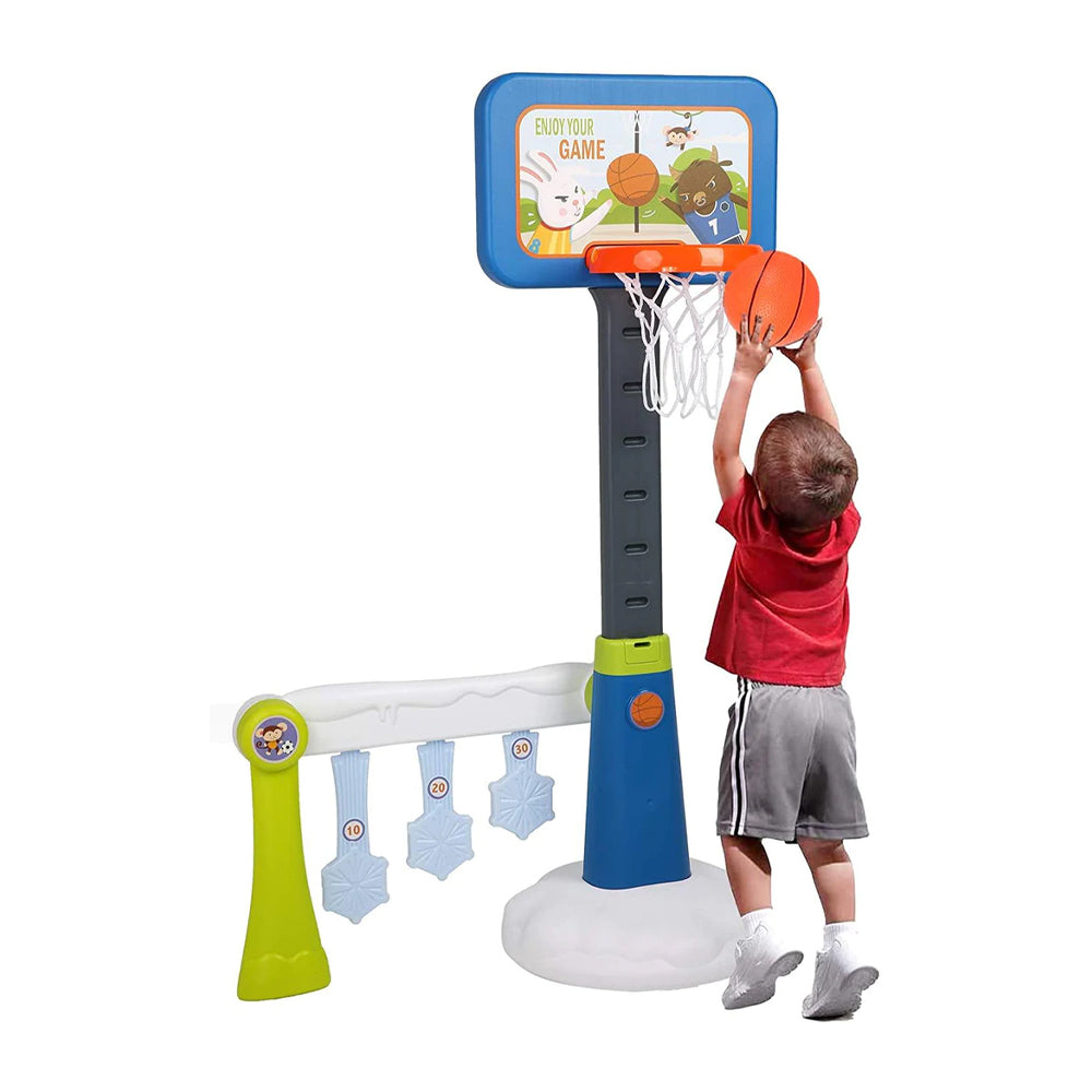 (Net) 2 in 1 Cartoon Basketball Hoop Set - Fun Sports Learning for Kids