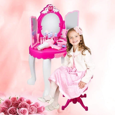 (Net) Little Princess Pretend Vanity Set with Mirror and Makeup Table