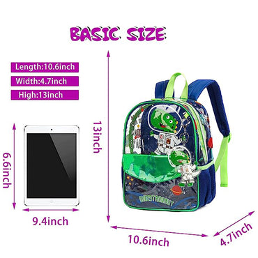 (NET)131014-3 MOHCO Clear Kids Backpack 13 inch Transparent Toddlers Backpack See Through Preschool Bag with Lunch Bag and Pencil Case