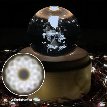 Rose Crystal Ball With Light 6cm