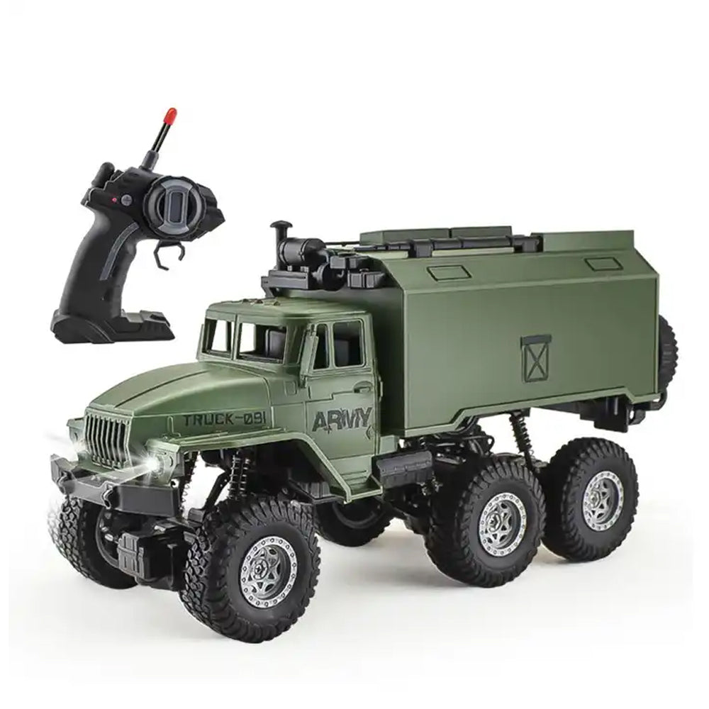 (Net) Remote Control Military Truck 1/16 Scale - Off-Road RC Rechargeable Toy Car