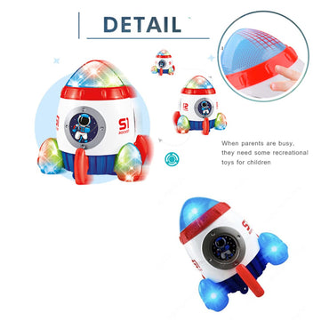 (Net) Electric Rocket Spaceship Toy - Rotating Music and Lights for Creative Play