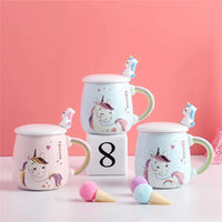 (Net) Unicorn Design Ceramic Mug with Cap and Spoon / 811604