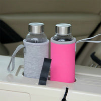 Transparent Glass Water Sport Bottle with Stainless Steel Lid