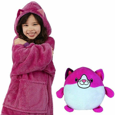 (NET) Kids Hoodie Blanket Sweatshirt Oversize Plush Soft Warm Coat Cute Pillow