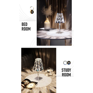 (NET)LED Diamond Crystal Projection Night Lights USB Charging Touch Control Lighting Desk Lamp / 347560