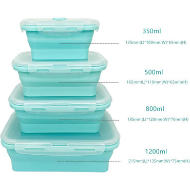 ( NET) Collapsible Silicone Food Storage Containers with Airtight Lids set of 4 pcs