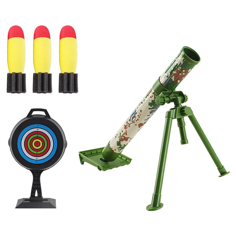 Toy Mortar Shooting Game Launcher Kid with Music Function Adjustable Elevation And Foam Rocket Missiles Included