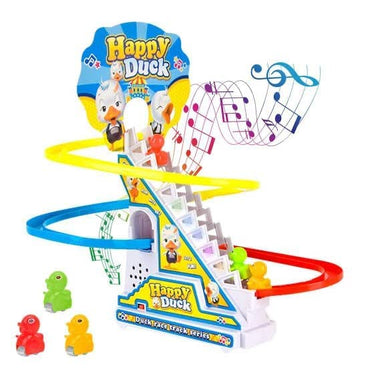 Happy Duck Slide Toy Set Funny Automatic Stair-Climbing Duck Cartoon Race Track Set