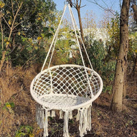 (NET) Swing Chair Hammock-Rope Garden-Seat Hanging Beige Safety Nordic-Style Knitting For Yard