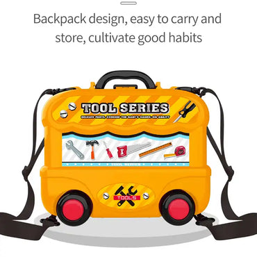 (Net) Bus-Shaped Construction Tool Kit - Interactive Play Cart for Kids