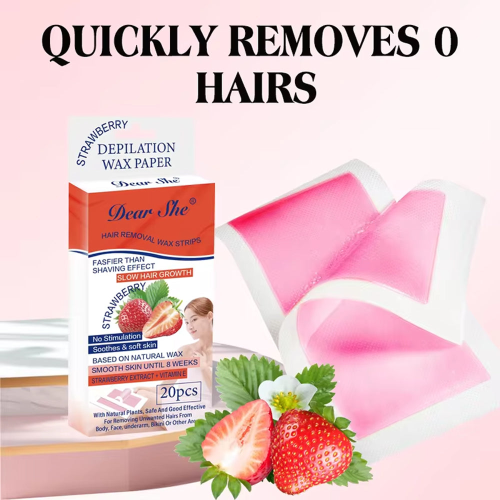 (NET) Strawberry Facial Wax Strips For Hair Removal 20 pcs /012018