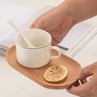 **(Net)**Wooden Modern Oval Design Serving Tray