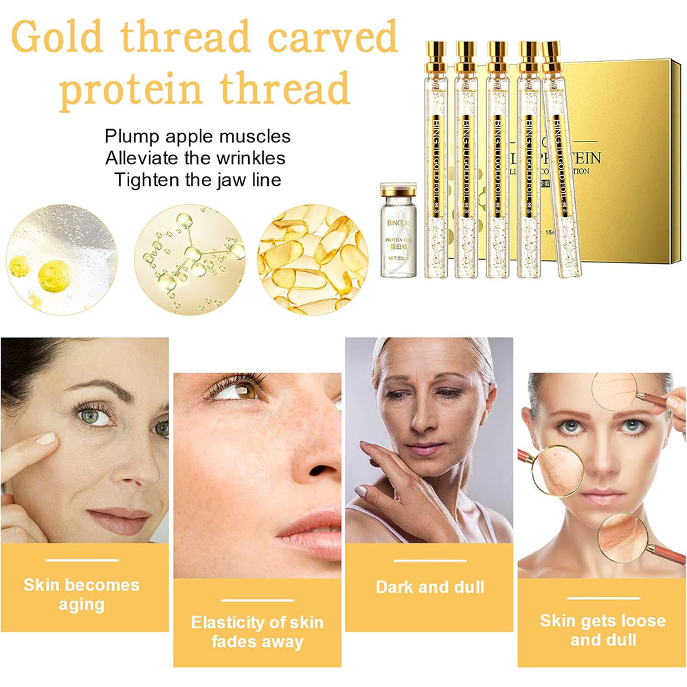 (NET) Instalift Protein Thread Lifting Set, Absorbable Soluble Protein Thread and Nano Gold Essence Combination