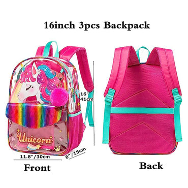 (NET) 131006-3 MOHCO Clear Kids Backpack 13 inch Transparent Toddlers Backpack See Through Preschool Bag with Lunch Bag and Pencil Case