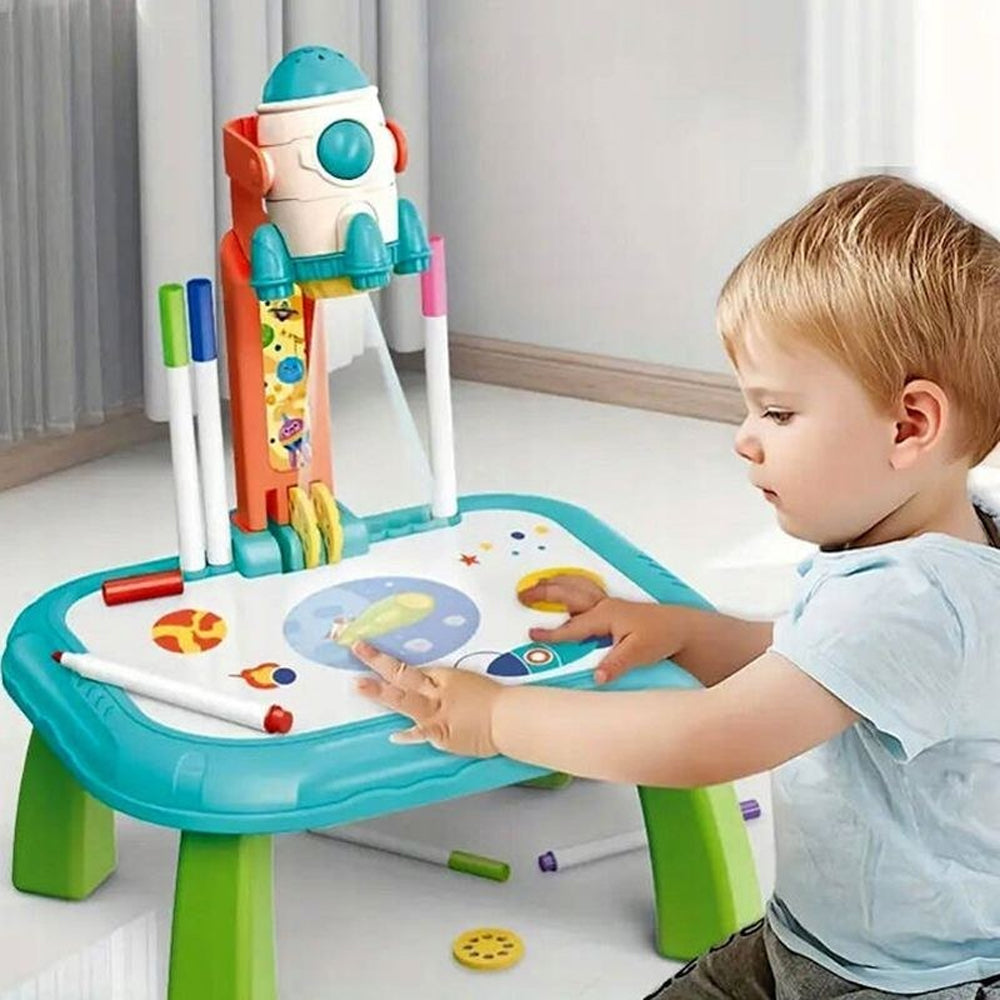 Joulli Drawing Projector Painting Kit - Kids Drawing Board with Music Projection Painting Set Drawing Art Table Doodle Board Table for Girls & Boys