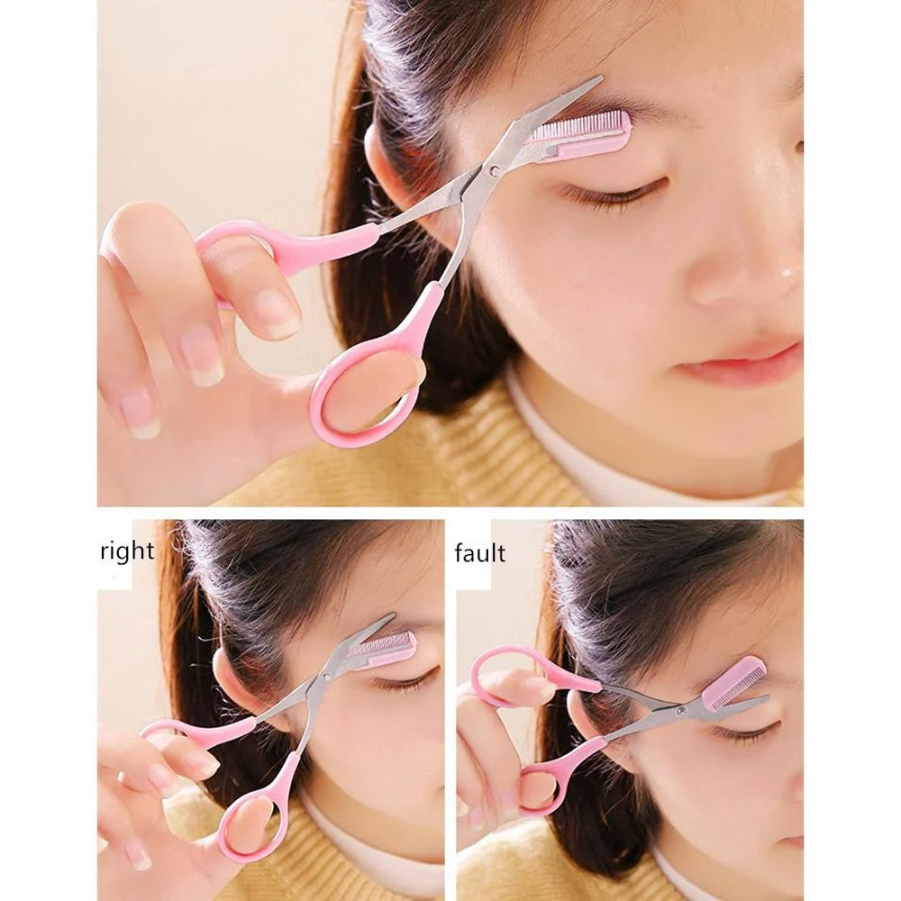 (NET) Stainless steel women's eyebrow scissors with eyebrow comb / 685853