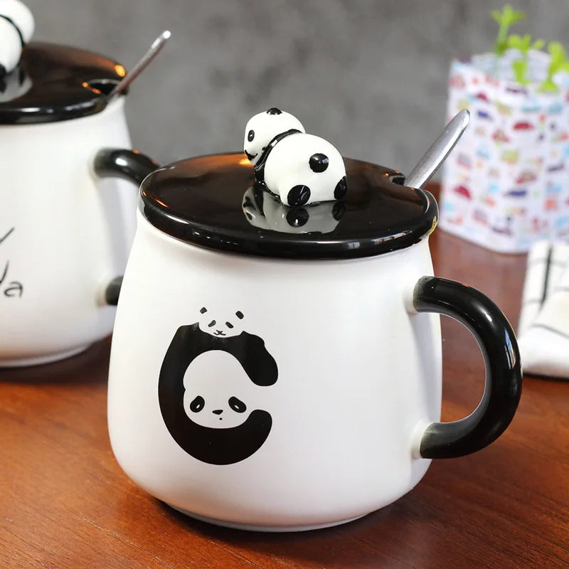 (Net) Panda Design Ceramic Cup with Matching Cap / 890120