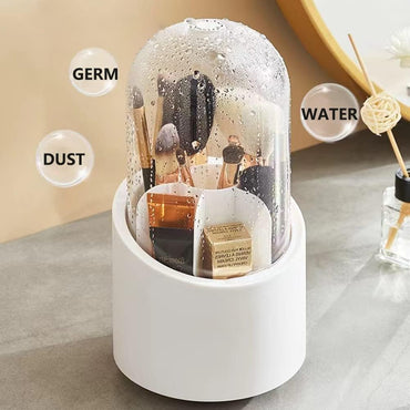 360°  Rotating Makeup Brush Storage Box Portable Desktop Cosmetic Organizer Makeup Brush Holder With Lid Clear Acrylic Cover