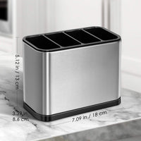 Utensil Crock Holder Caddy Organizer 4 Divider Drip Tray for Kitchen Countertop Stainless Steel ABS Anti Slip Scratch Rustproof