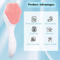 Silicone Face Scrubber Exfoliating Brush Manual Handheld Facial Cleansing Brush Blackhead Scrubber Soft Food Grade Silicone Bristles For Face Skincare