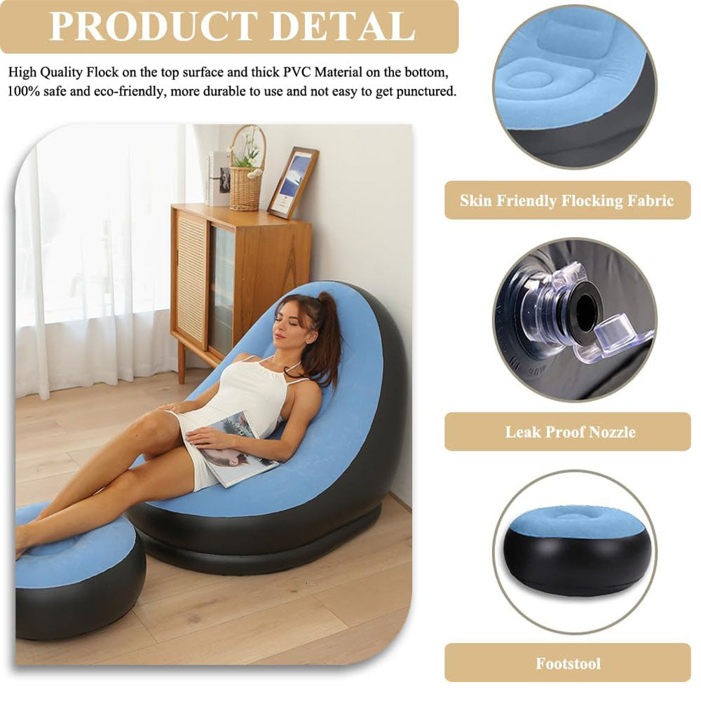 Shoreside Inflatable Chair (NET) Inflatable Deck Chairs with Air Pump, Inflatable Patio Lounge Ch